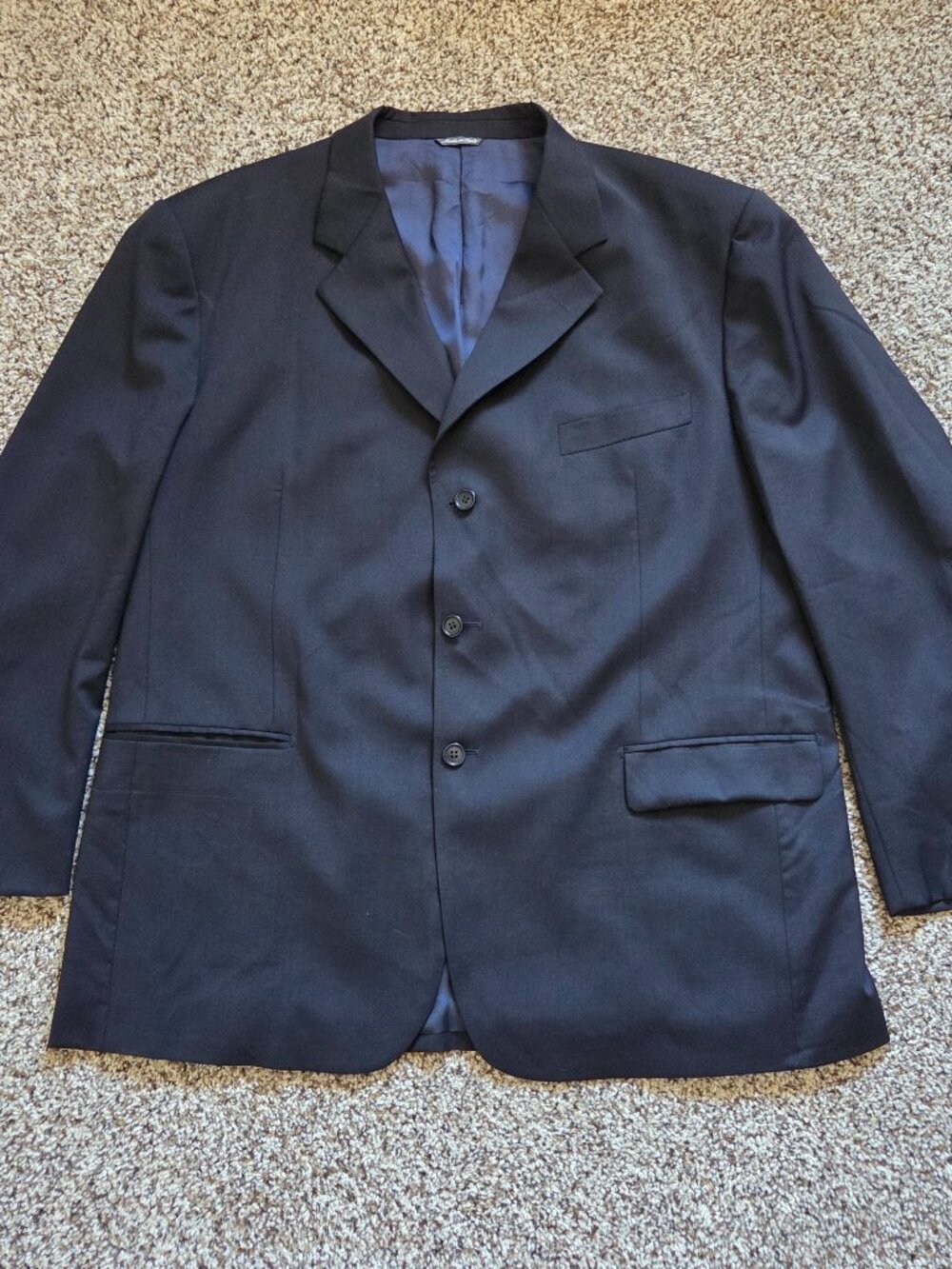 Loro Piana Super 110s Urbis 100% Wool Black Sport Coat Blazer 50R Vintage Italy